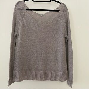 Garnet Hill Gray Sweater Women’s Medium Linen Knit Shimmer Lagenlook Coastal